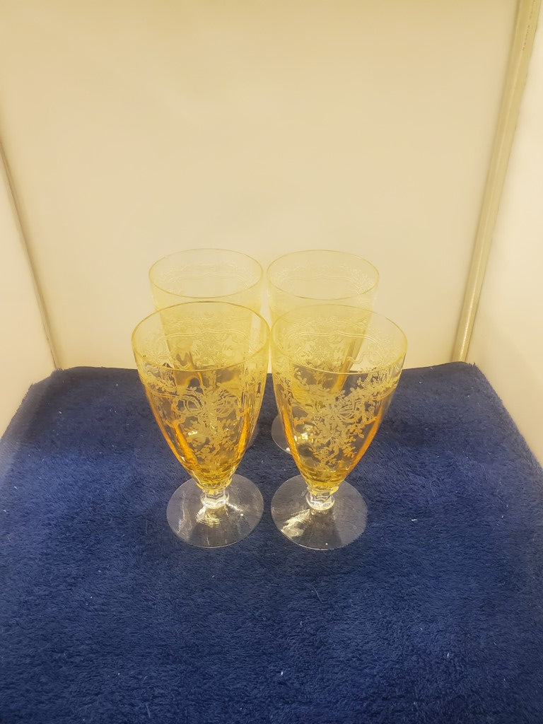 Set of 4 Fostoria June Topaz Iced Teas SASE102225