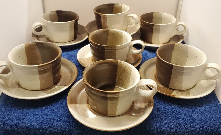 Set of 7 Mikasa Studio Kiln Cup & Saucer Sets LK