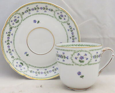 Set of 3 Bernardaud Barbeaux Flat Cup & Saucer Sets –