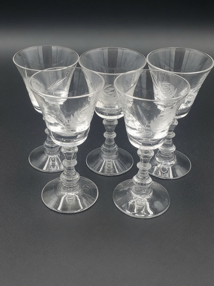 Set of 5 Fostoria Rose Cordial Glasses LK