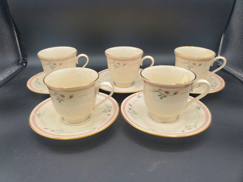 Set of 5 Lenox Rose Manor Cup & Saucer Sets LK
