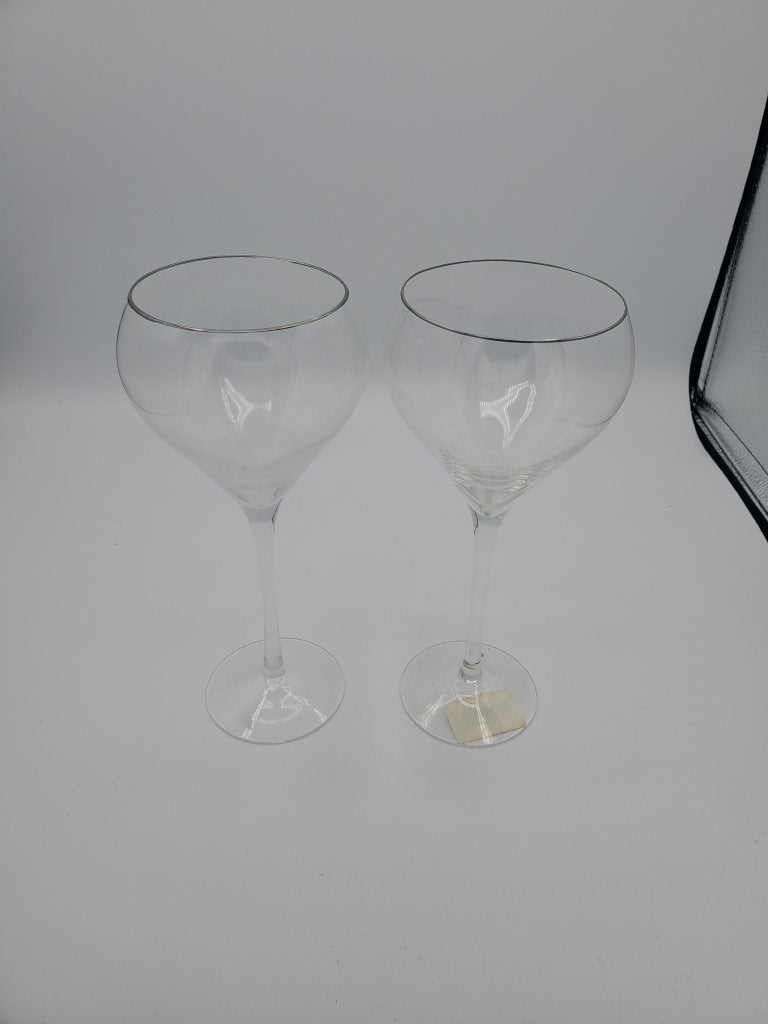 Set of 2 Lenox Silhouette Platinum Water Goblets LK