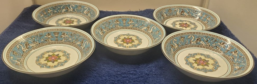 Set of 4 Wedgwood Florentine Turquoise (W2714) Fruit Dessert (Sauce) Bowls
