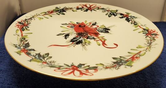 Lenox Winter Greetings Footed Cake Plate (Cardinal)