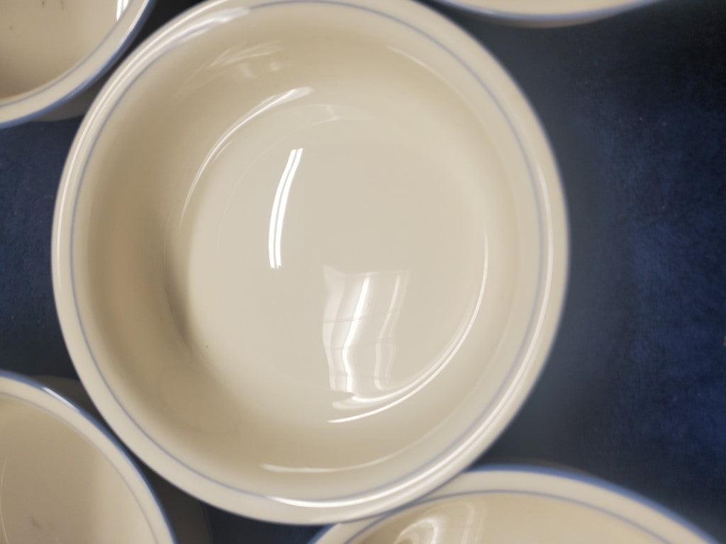 Set of 5 Lenox Sky Blue Pinstripes For The Sky Blue Patterns Coupe Soup Bowls LK