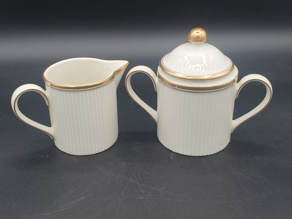 Fitz & Floyd Classique d'Or Creamer & Sugar Bowl with Lid LK