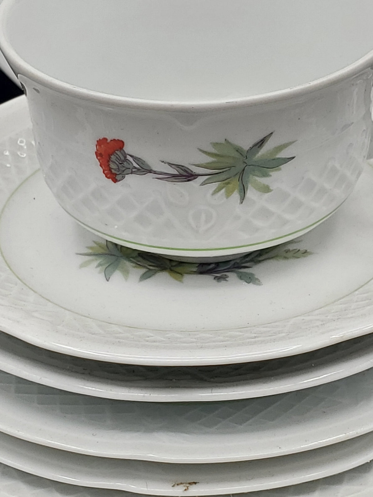 Philippe Deshoulieres Louis Lourioux Wild Flower Lot of Seven Pieces - Salad Bread Plates Cup & Saucer LK