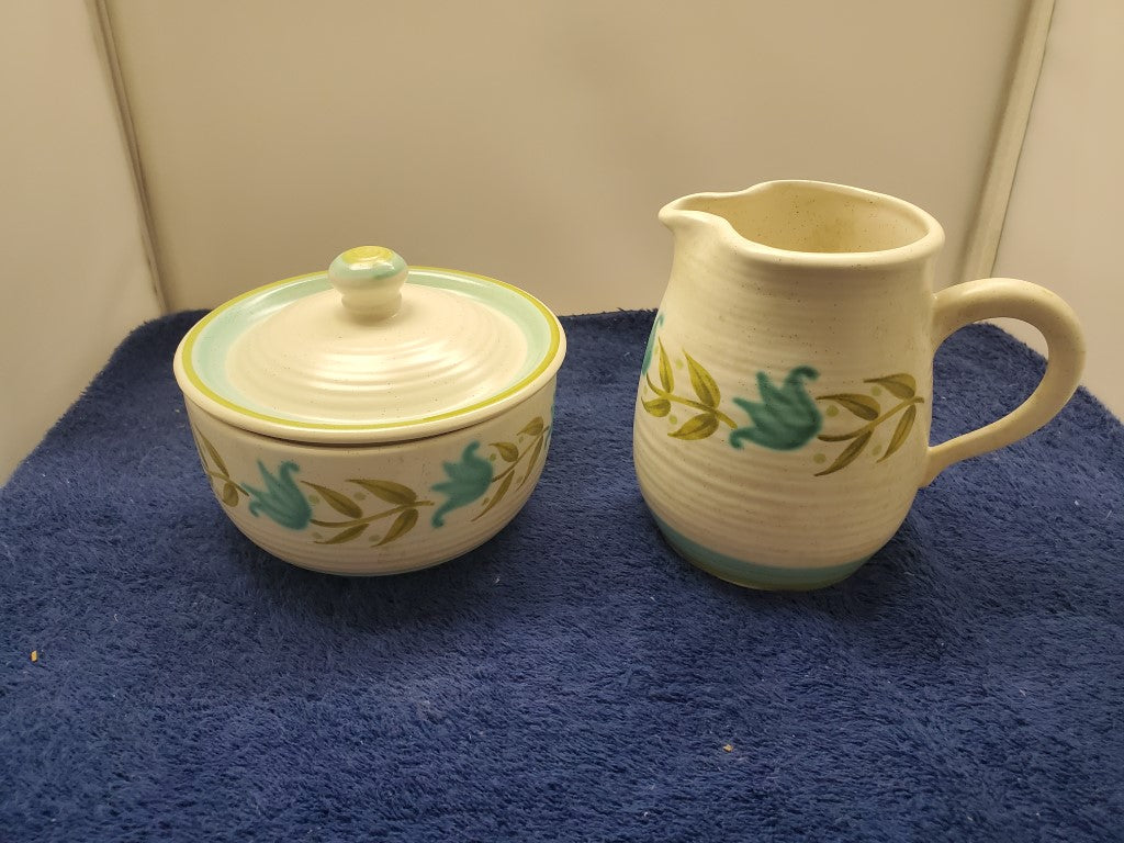 Franciscan Tulip Time Creamer & Sugar Bowl with Lid LK