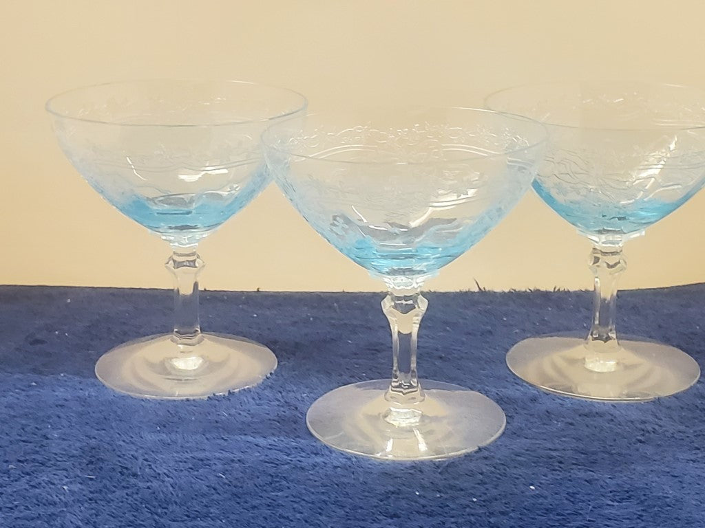 Set of 3 Fostoria June Blue (Azure) Low Sherbets SASE102225