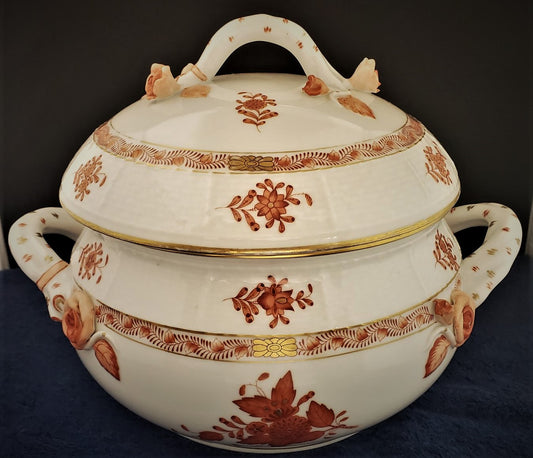 One of a Kind! Herend Chinese Bouquet Rust (AOG) Covered Beanpot (45)(Imperfect)