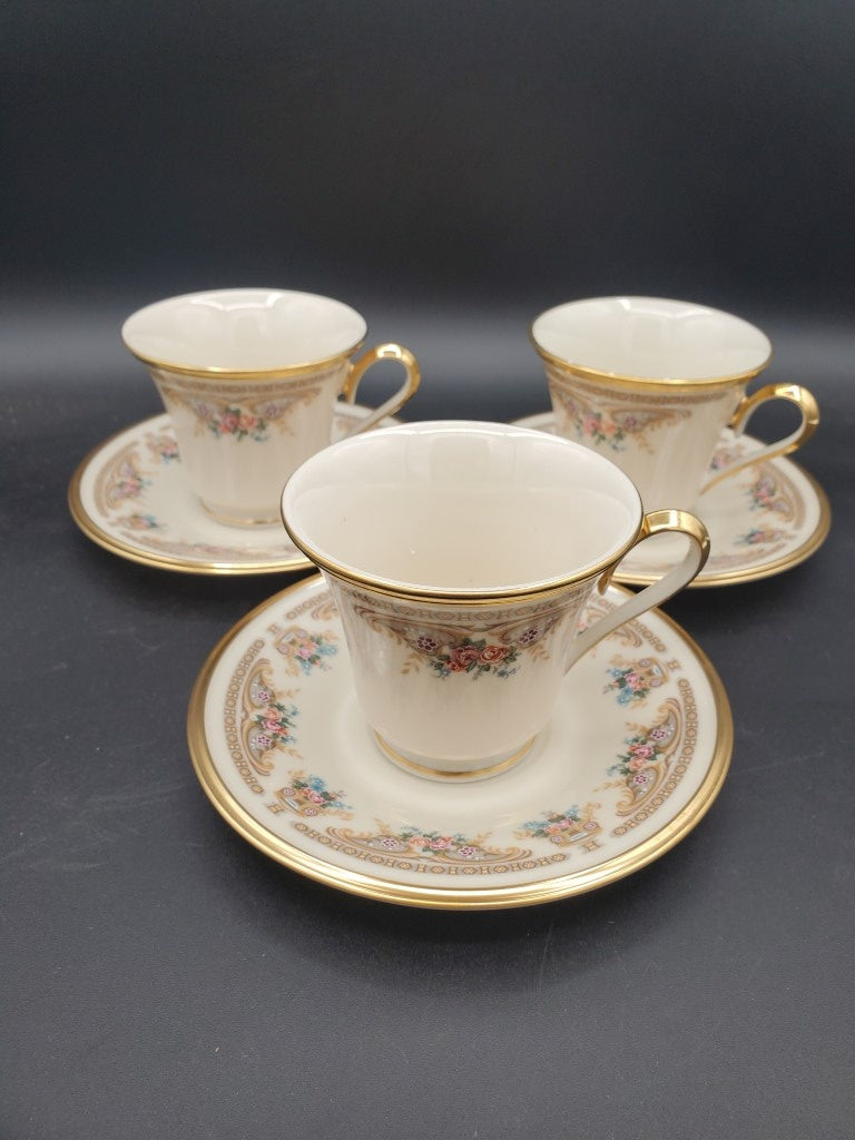 Set of 3 Lenox Versailles Cup & Saucer Sets LK