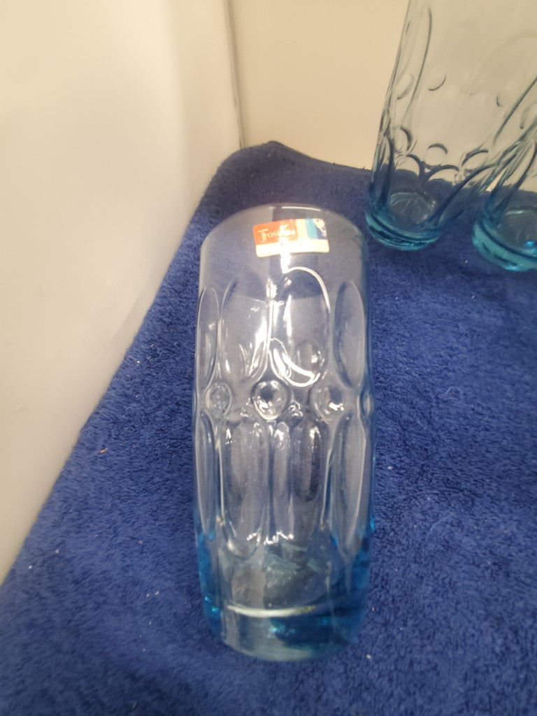 Set of 5 Fostoria Mesa Blue Flat Juice Glass LK