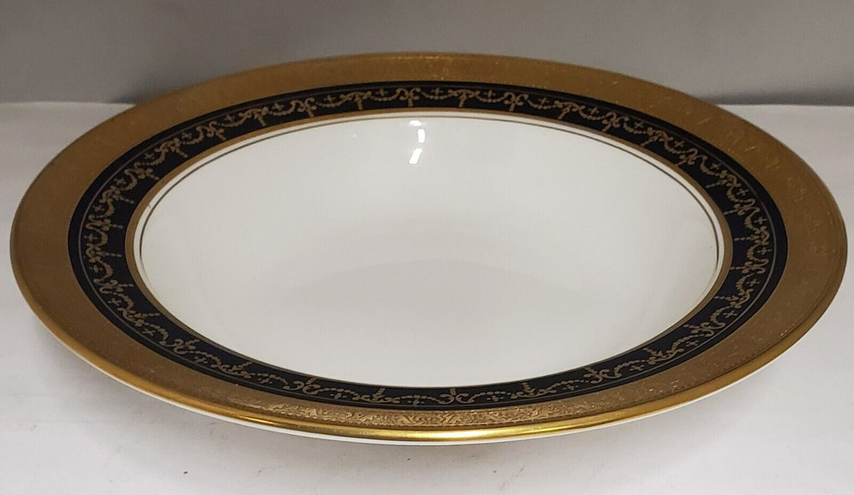 Set of 4 Aynsley Georgian Cobalt Blue Rimmed Soup Bowls