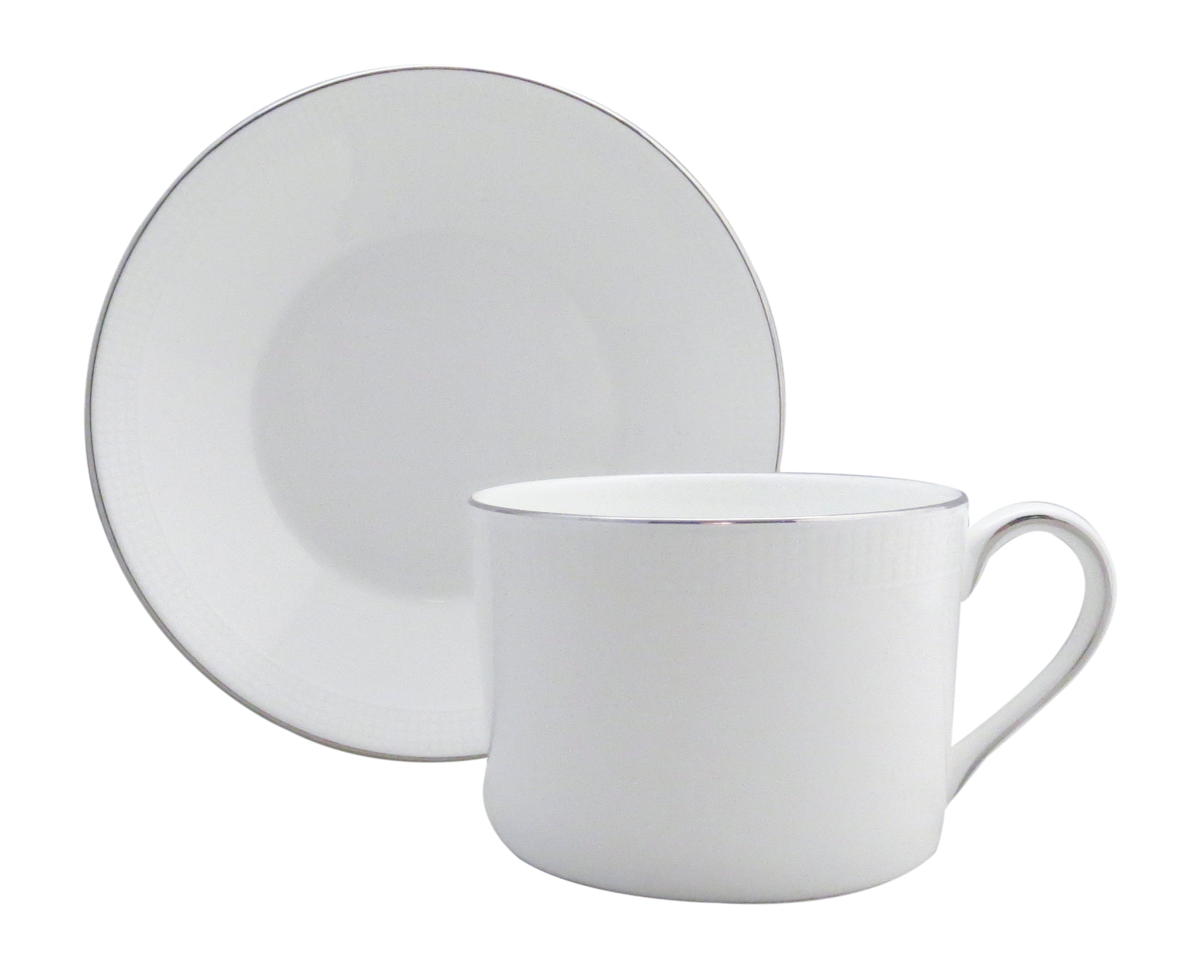 Set of 4 Vera Wang Blanc Sur Blanc Flat Cup & Saucer Sets –