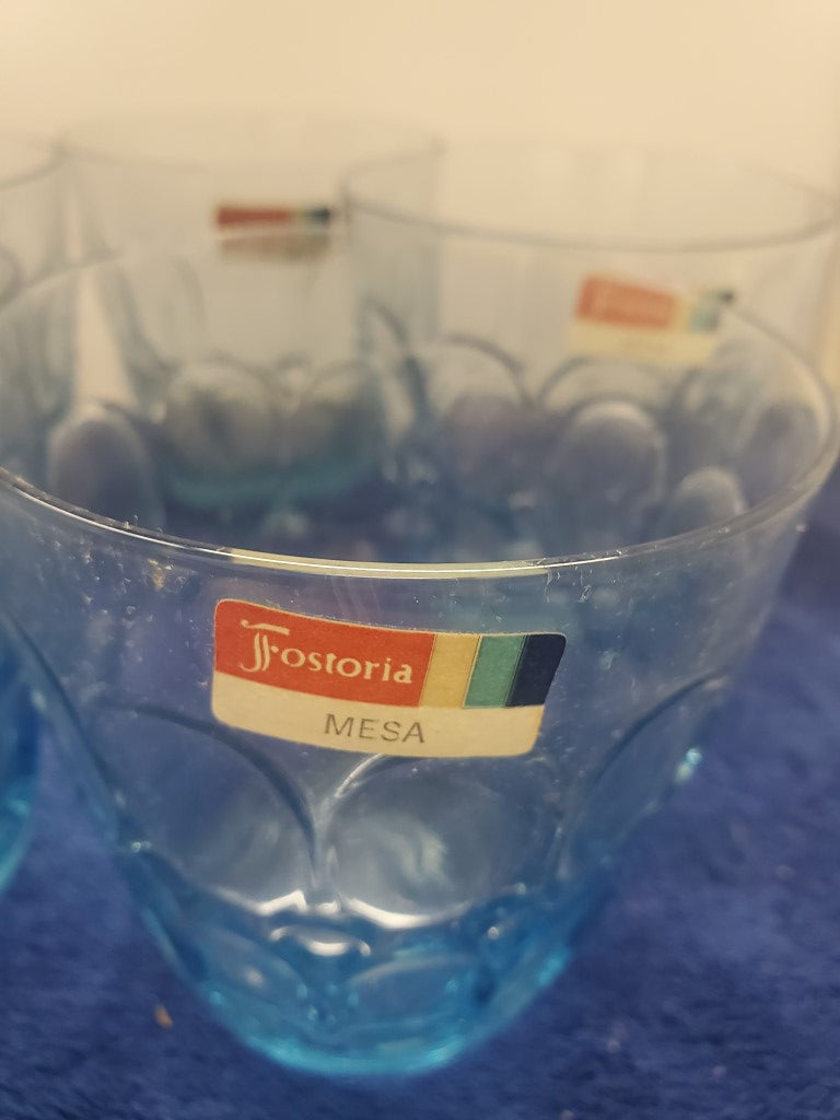 Set of 5 Fostoria Mesa Blue Double Old Fashioneds LK