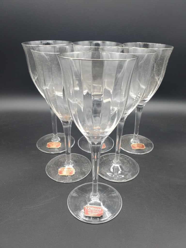 Set of 6 Gorham Lauren Platinum Wine Glasses LK