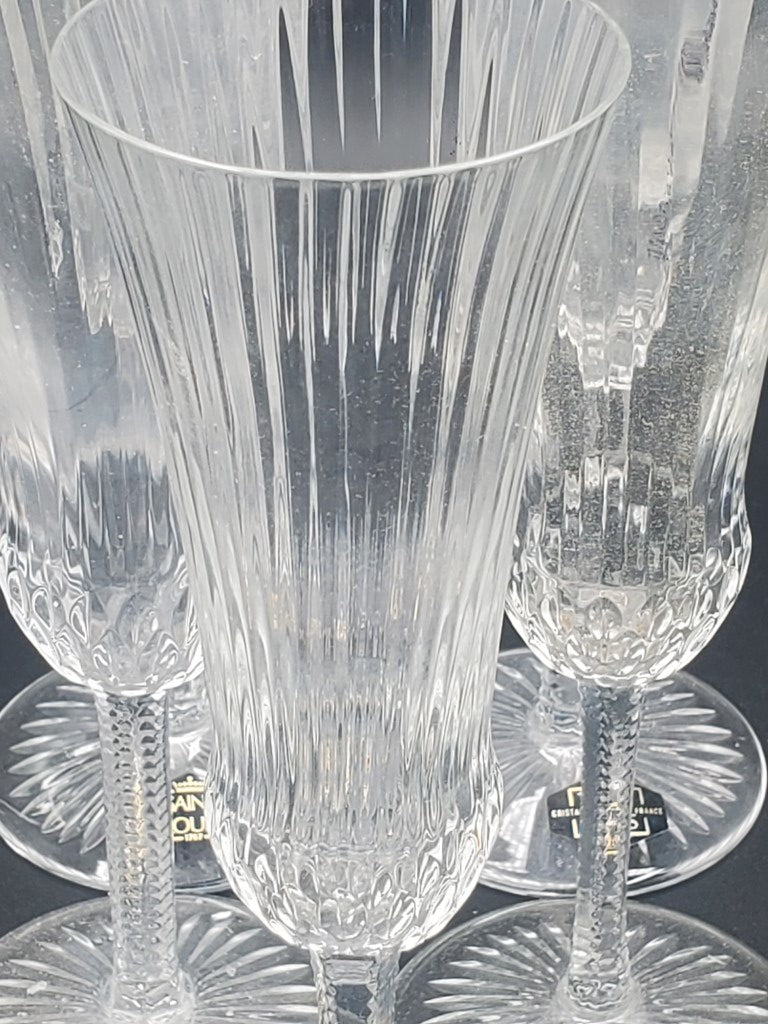 Set of 5 St. Louis Apollo Clear Champagne Flutes LK