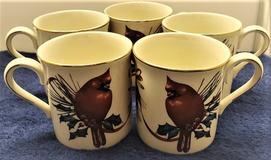 Set of 5 Lenox Winter Greetings Mugs