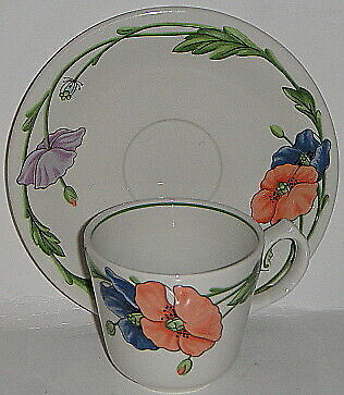 Set of 3 Villeroy & Boch Amapola Cup and Saucers
