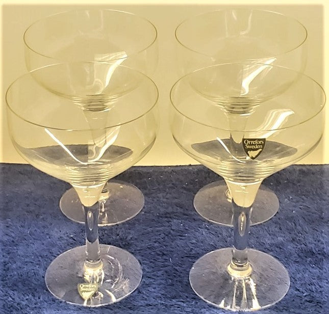 Set of 4 Orrefors Rhapsody Clear Champagne/Tall Sherbets LK
