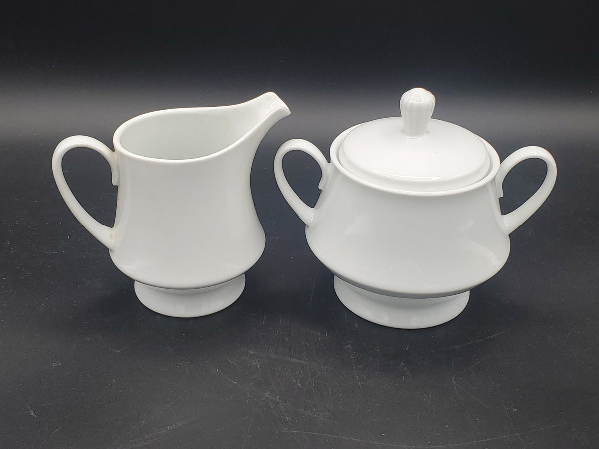 Noritake Commander White Creamer & Sugar Bowl with Lid