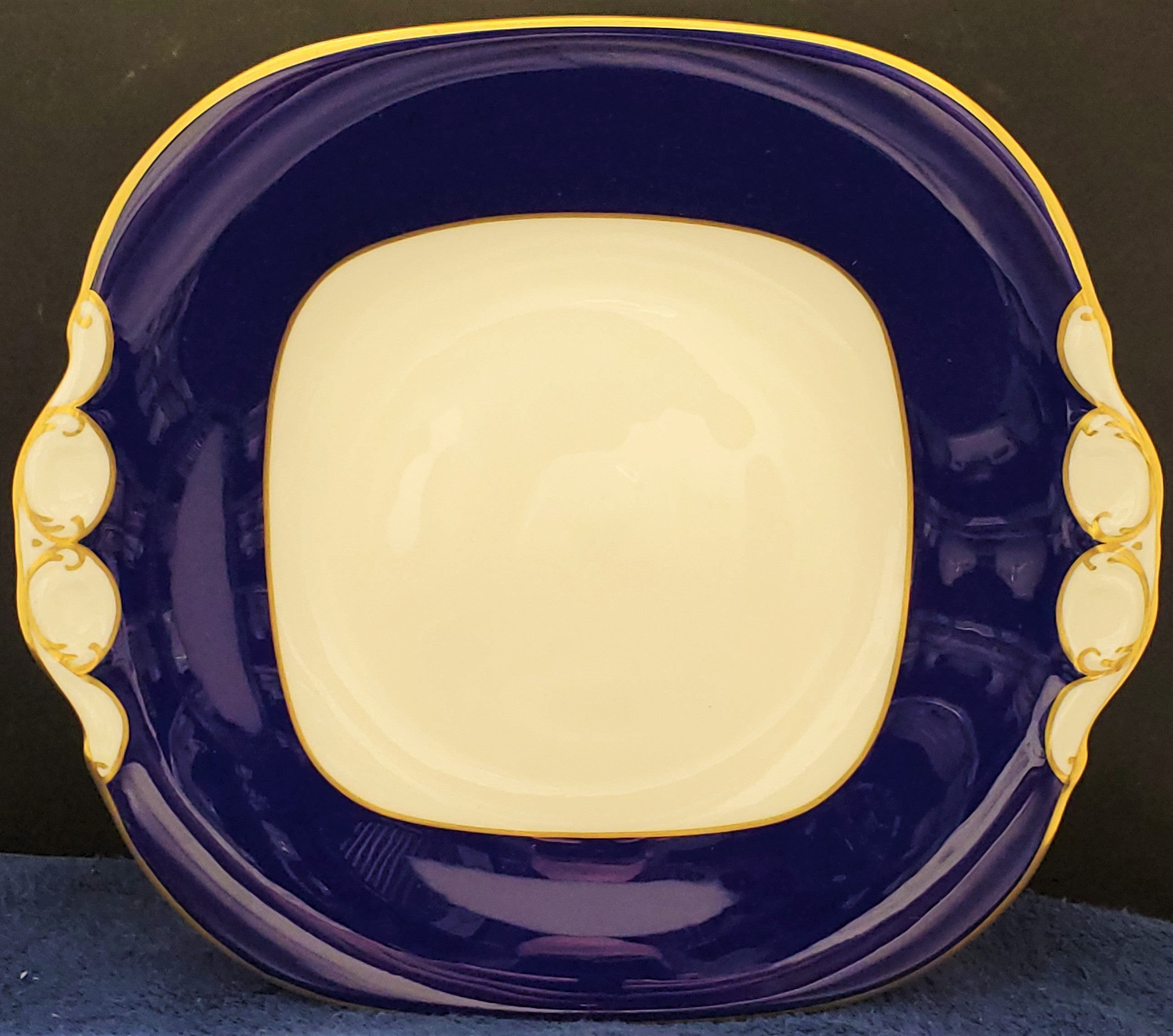 Coalport Majestic Blue Handled Square Plate LK –