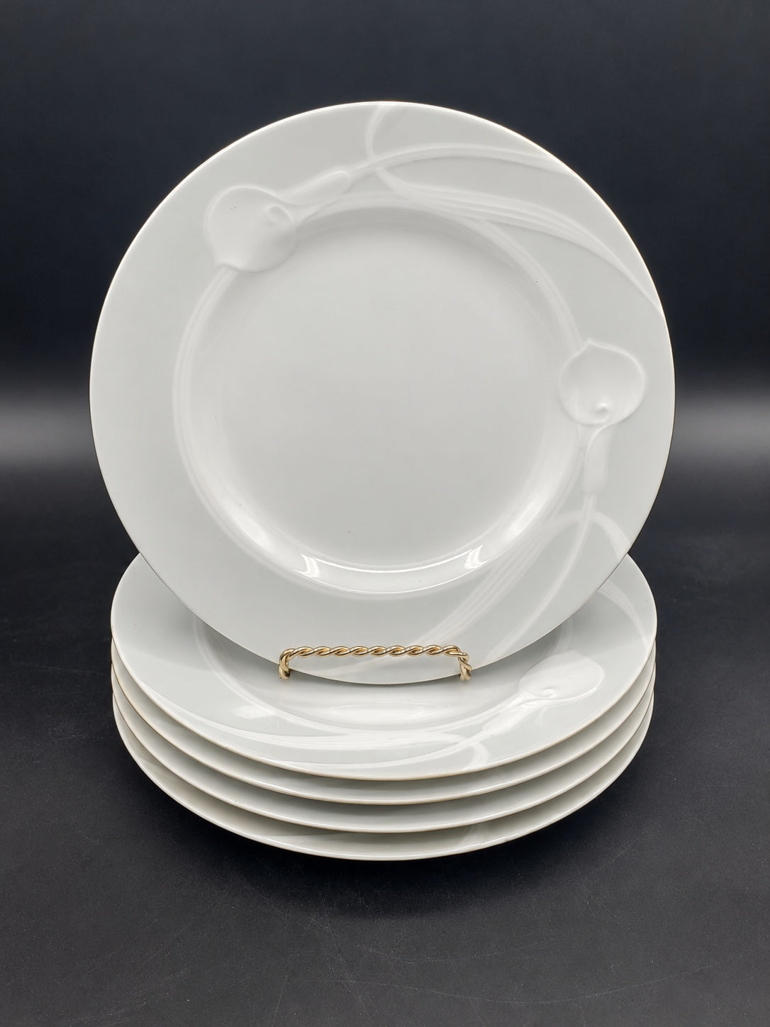Set of 5 Mikasa Classic Flair Gray Salad Plates LK