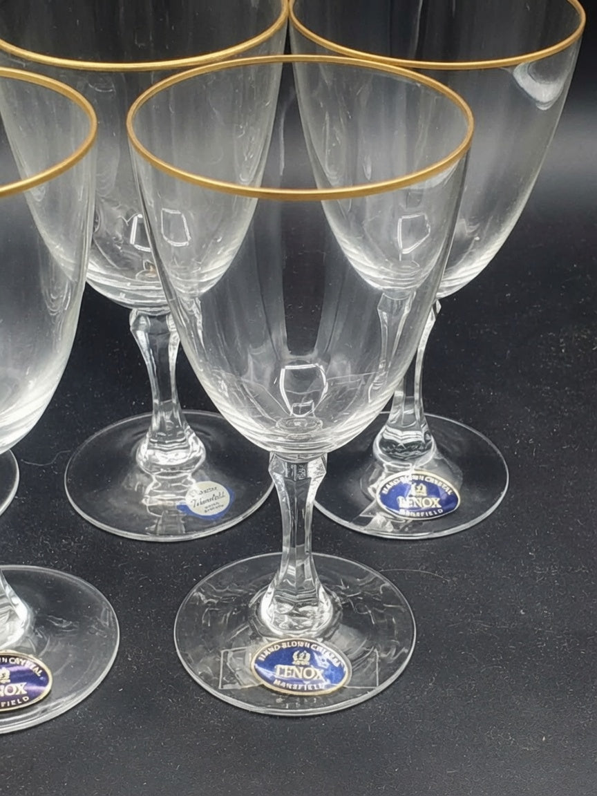 Set of 5 Lenox Crystal Mansfield Wine Glasses LK