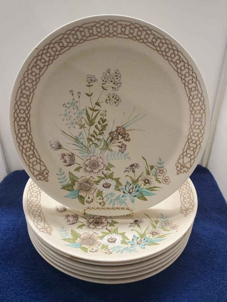 Set of 7 Royal Doulton Sandpiper Dinner Plates LK