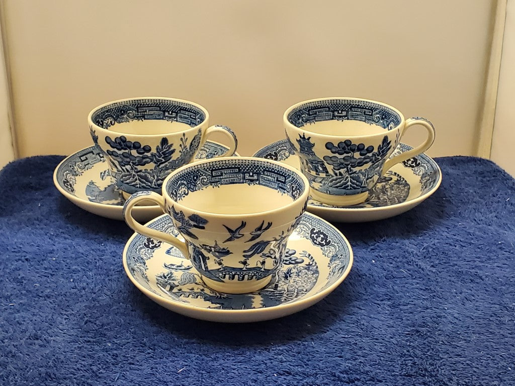 Set of 3 Wedgwood Willow Cup & Saucer Sets LK