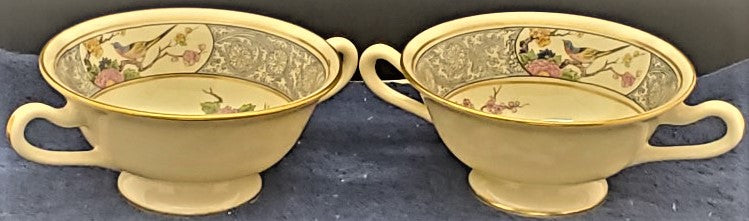 Set of 2 Lenox Ming Birds Cream Soup Cups LK