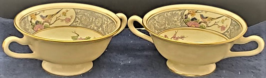 Set of 2 Lenox Ming Birds Cream Soup Cups LK