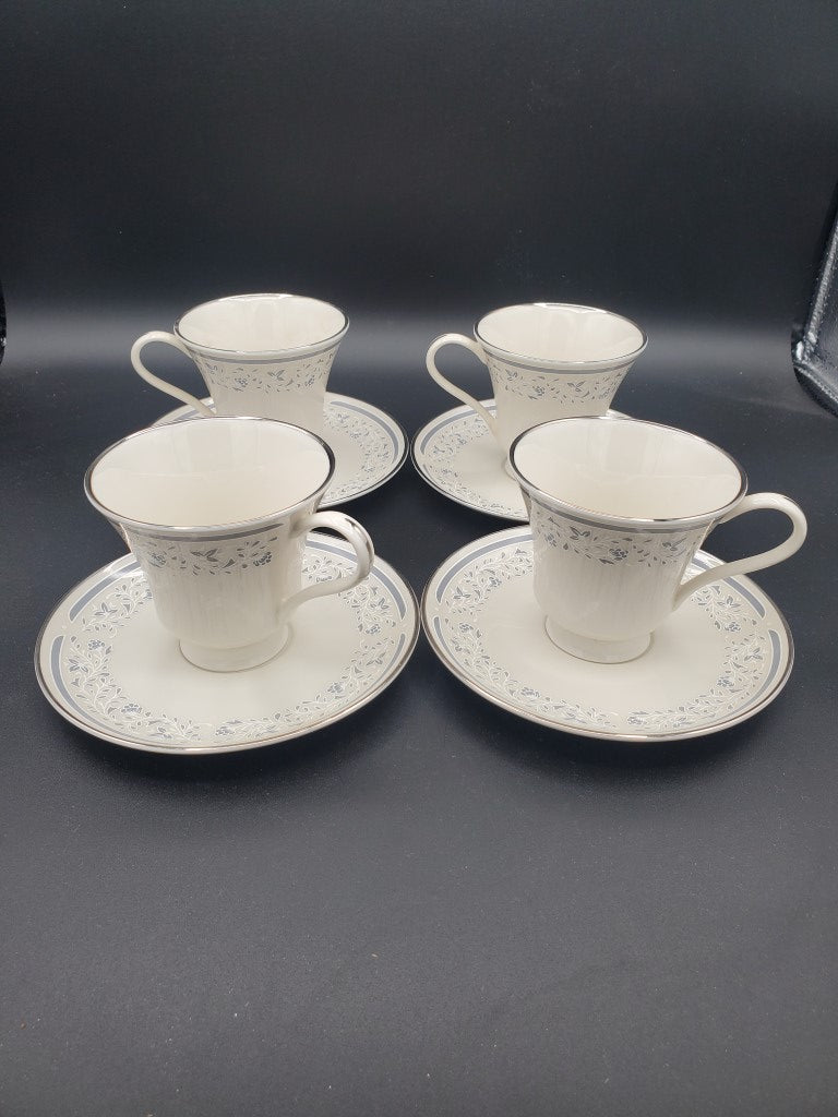 Set of 4 Pickard Bluefield Cup & Saucer Sets LK