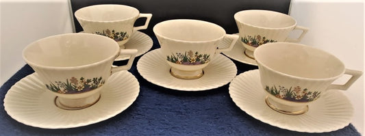 Set of 5 Lenox Rutledge Cup & Saucer Sets