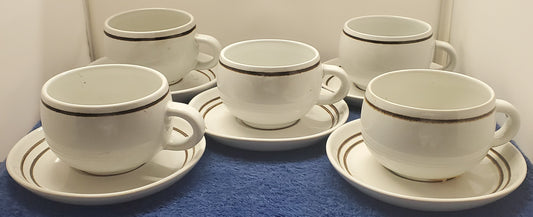 Set of 7 Denby Vanilla Cup & Saucer Sets LK
