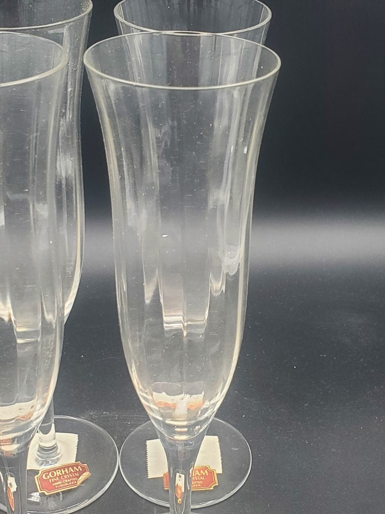 Set of 4 Gorham Laurin Plain Champagne Flutes LK