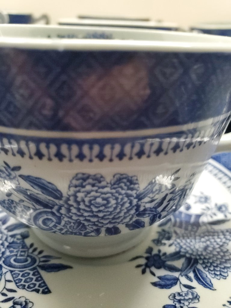 Set of 4 Spode Fitzhugh Blue Cup & Saucer Sets LK