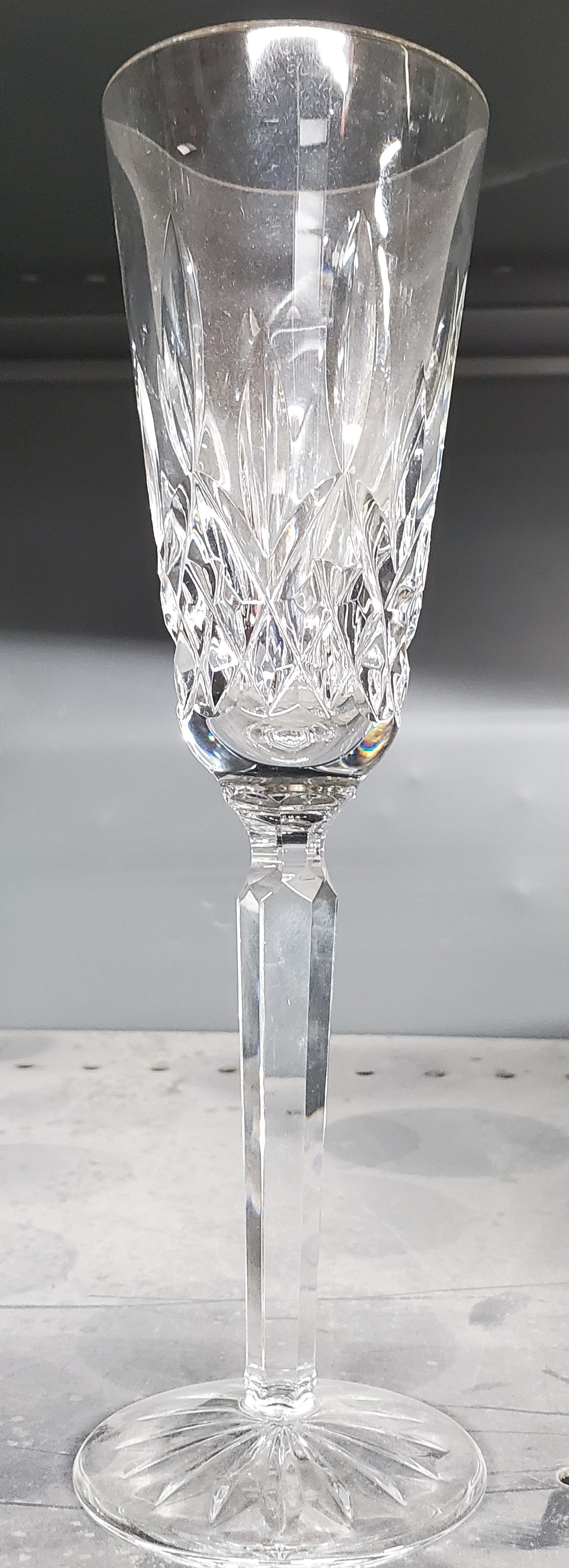 Set of 2 Waterford Lismore Platinum Tall Fluted Champagnes