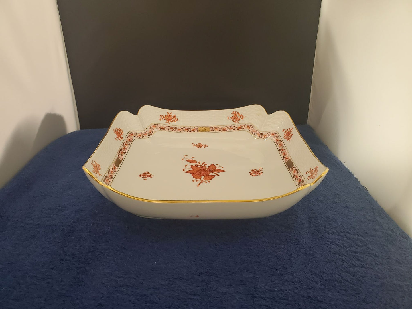 Herend Chinese Bouquet Rust (AOG) 10" Square Salad Serving Bowl (181)