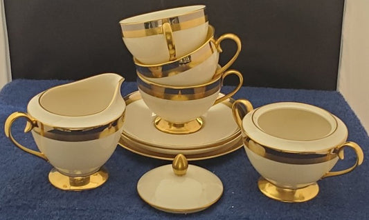 Gorham Royal Contessa Assorted Lot (Creamer, Sugar, 3 Cups and Saucers) LK