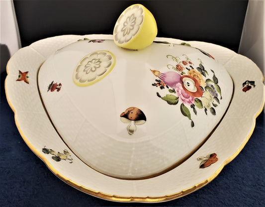 Rare Vintage Herend Fruits & Flowers (BFR) Large Triangular Covered Dish (190)