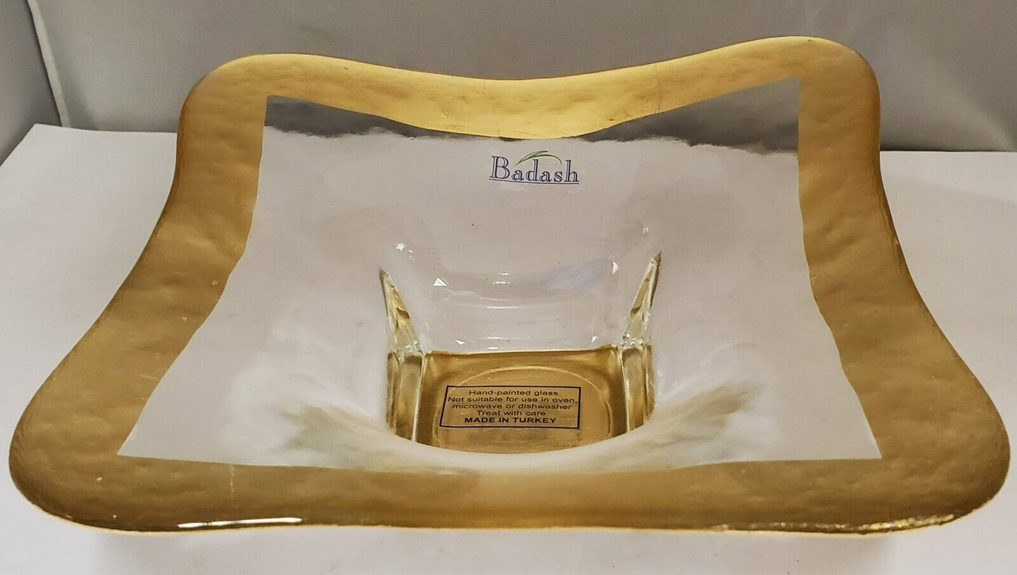 Badash Stripes 8" Square Bowl (Gold Leaf)
