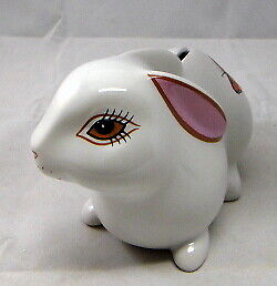 Set of 6 Lynn Chase Neiman Marcus Bunny Rabbit Piggy Bank