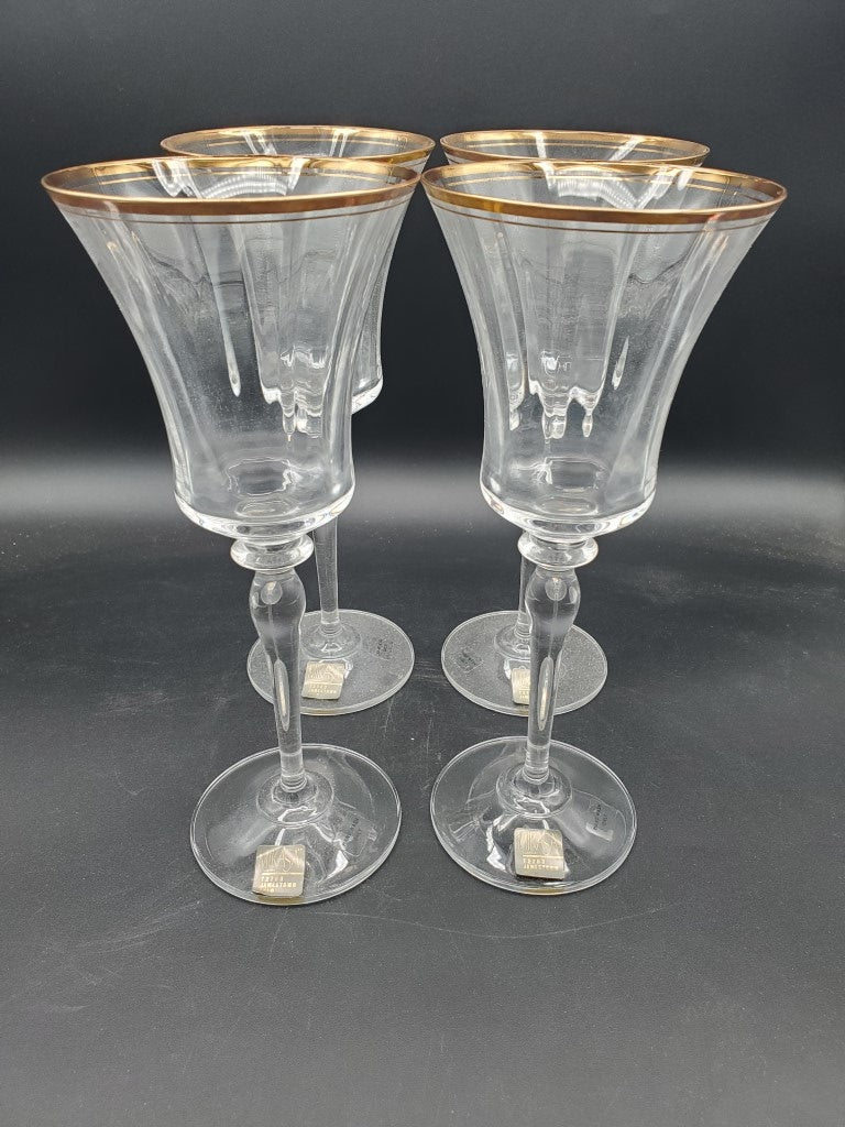 Set of 4 Mikasa Jamestown Gold Water Goblets LK