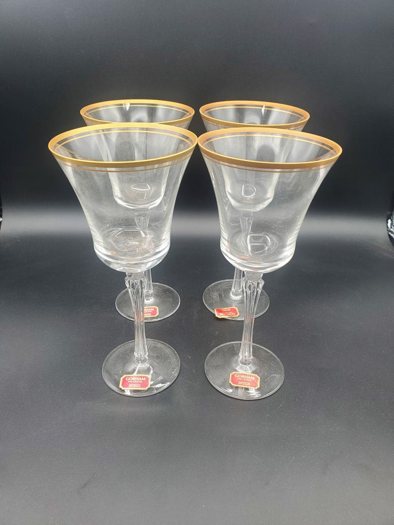 Set of 4 Gorham Theme Gold Wine Glass LK
