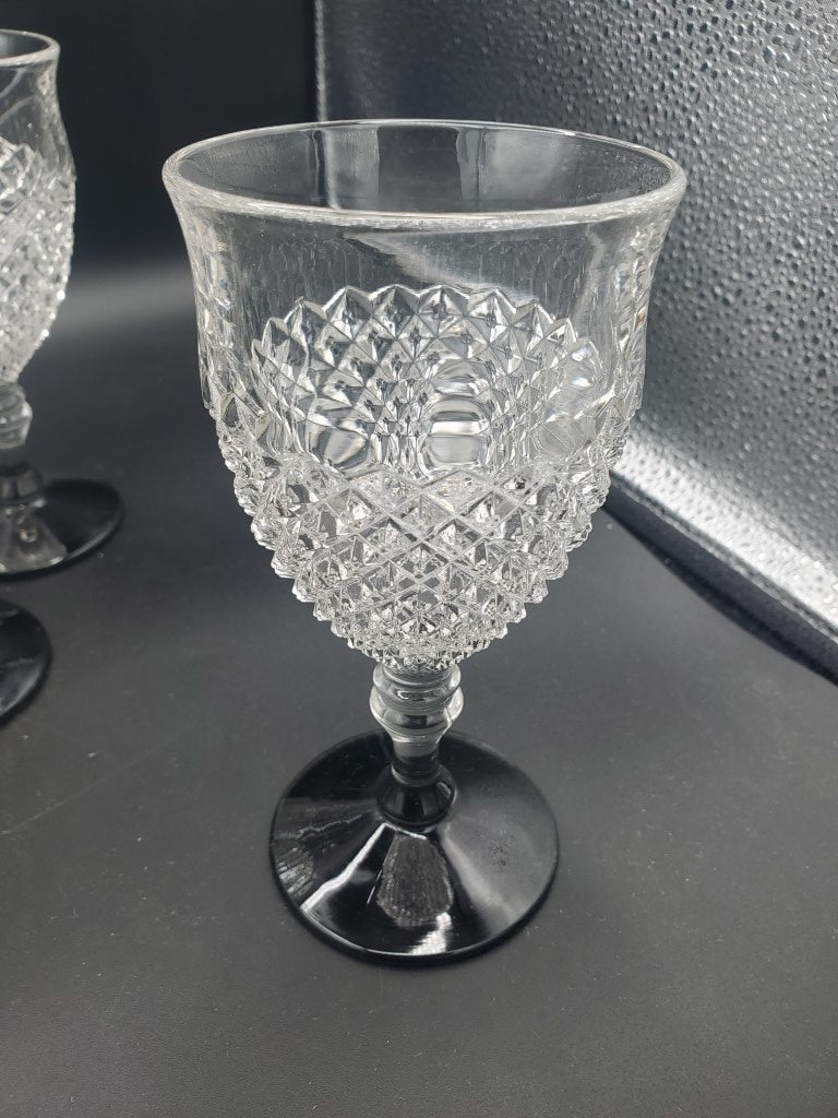 Set of 5 Westmoreland English Hobnail Black (Round Base) Water Goblets LK
