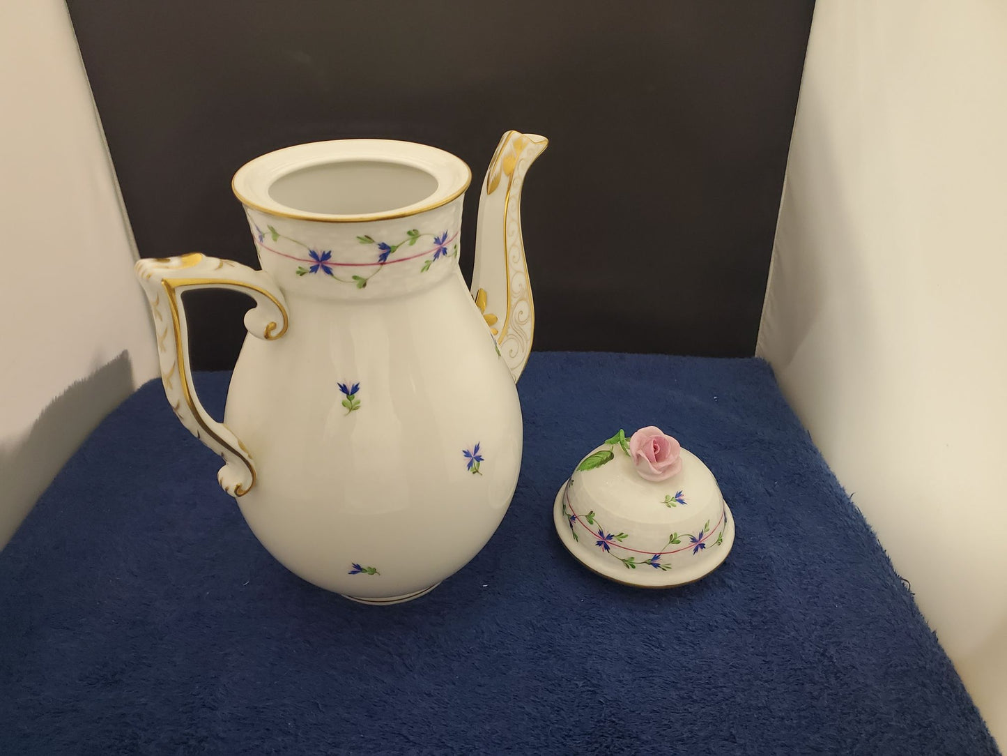 Herend Blue Garland (PBG) Large Coffee Pot (611)