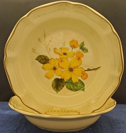 Set of 2 Mikasa Goldwood Rim Soup Bowls LK
