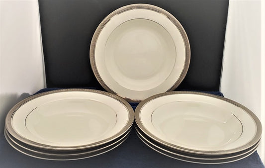 Set of 7 Mikasa Palatial Platinum Rim Soup Bowls