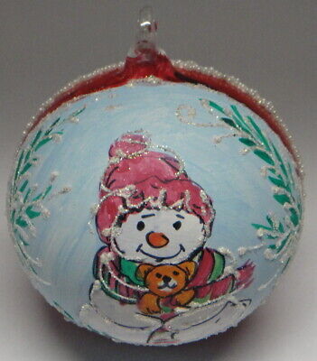 Peter Priess Christmas Handpainted Blown Glass Christmas Snowman